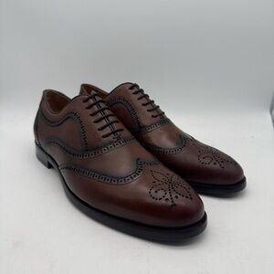 BRAND NEW Marc Joseph New York Madison Cognac Grainy Leather Wingtips Size 10 US